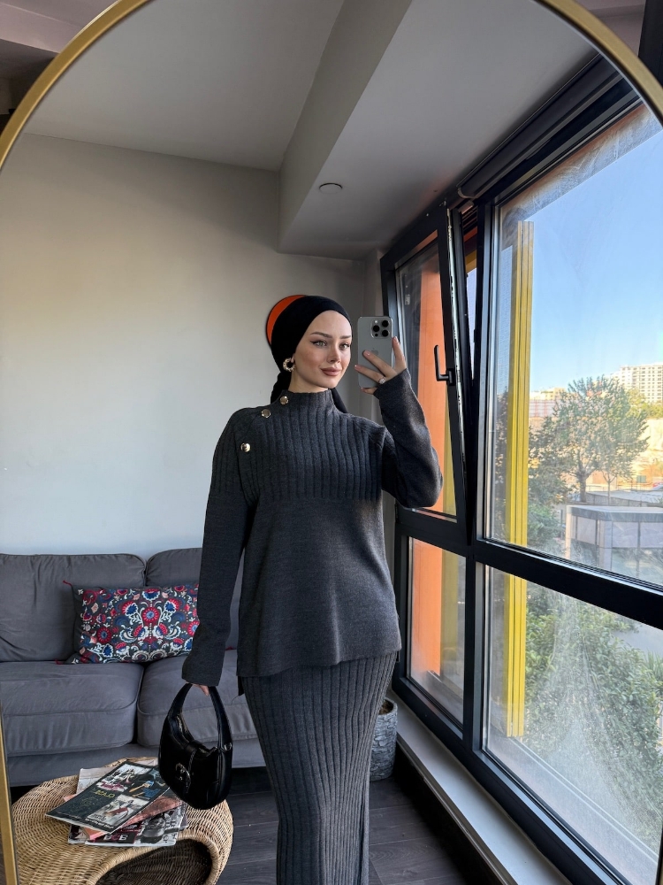 Punto triko etekli takım Antrasit