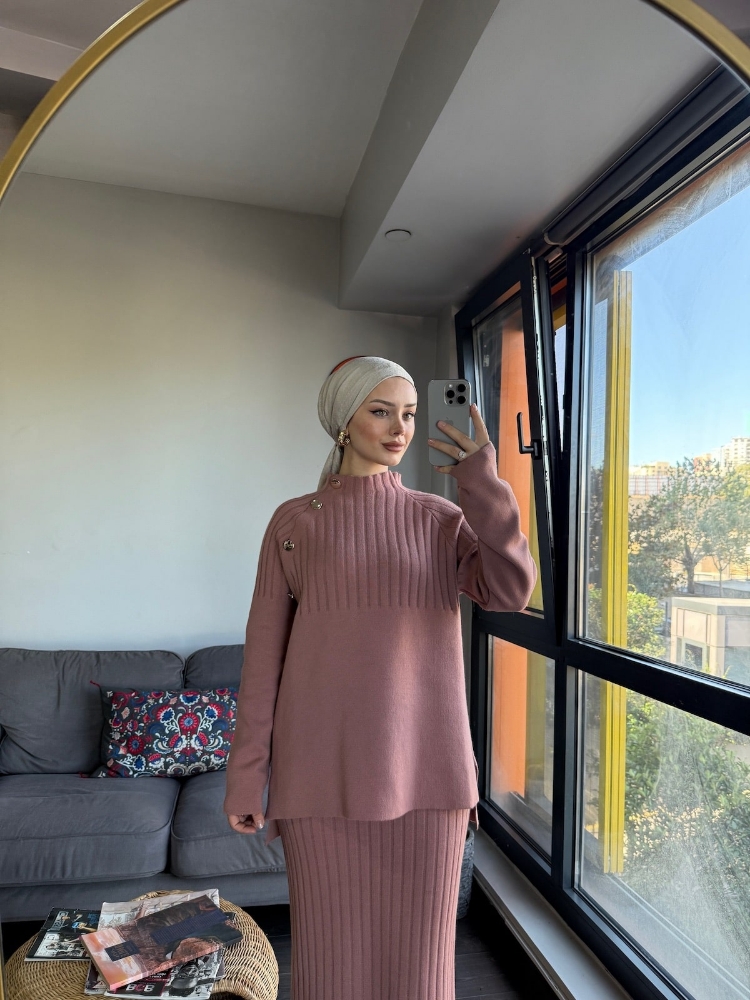 Punto triko etekli takım Gül