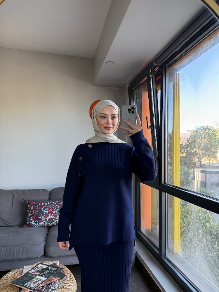  Punto triko etekli takım Lacivert