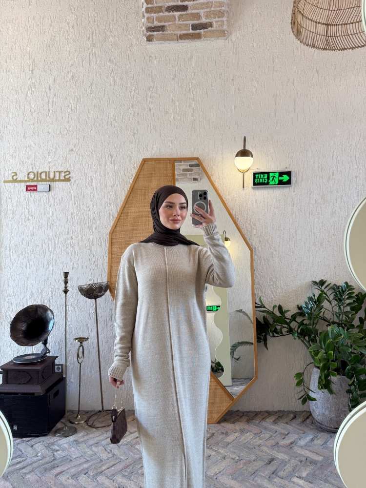 Resim Doğa triko elbise Taş