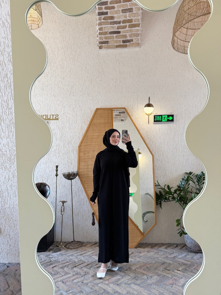 Resim  Doğa triko elbise Siyah